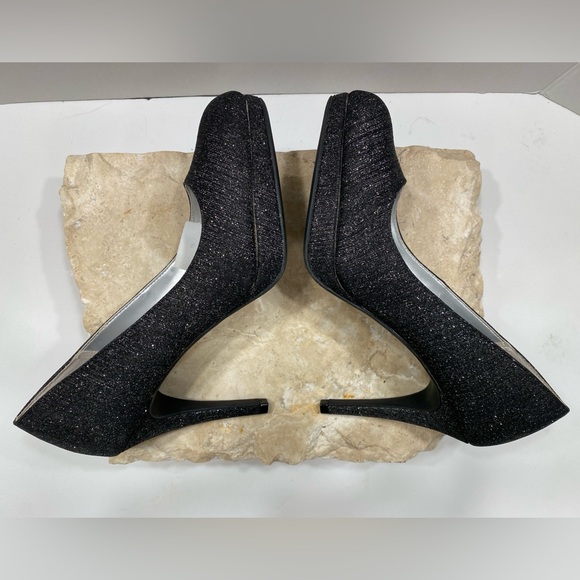 NIB Sz 8 M Fioni Night Black Shimmer Closed Toe Platform High Stiletto Pumps - Picture 4 of 15